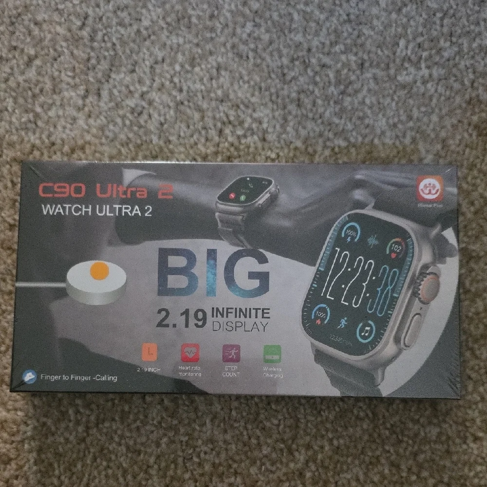 C90 Ultra 2 Smartwatch with With Big Display, Metallic Case, Sport Band